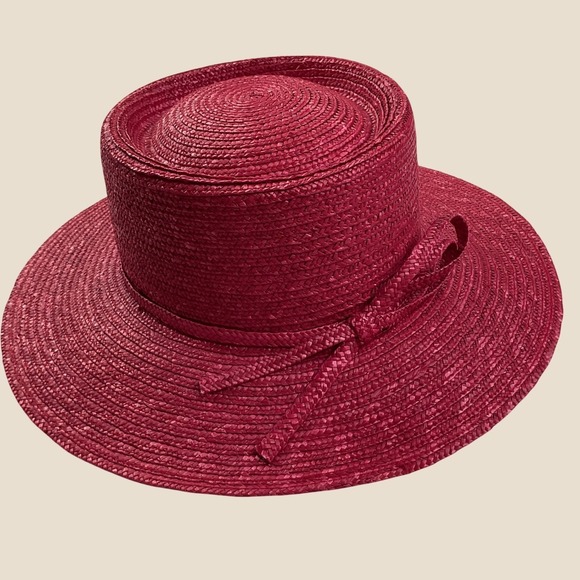 betmar Accessories - Betmar New York Straw Boater Sun Hat Magenta Pink‎ Wide Brim Bow Summer J165